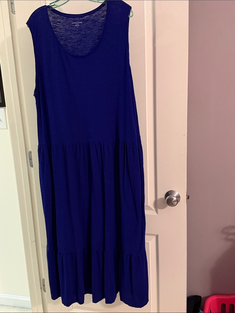 Eileen Fisher 3X Sleeveless Royal Blue Tiered Dress